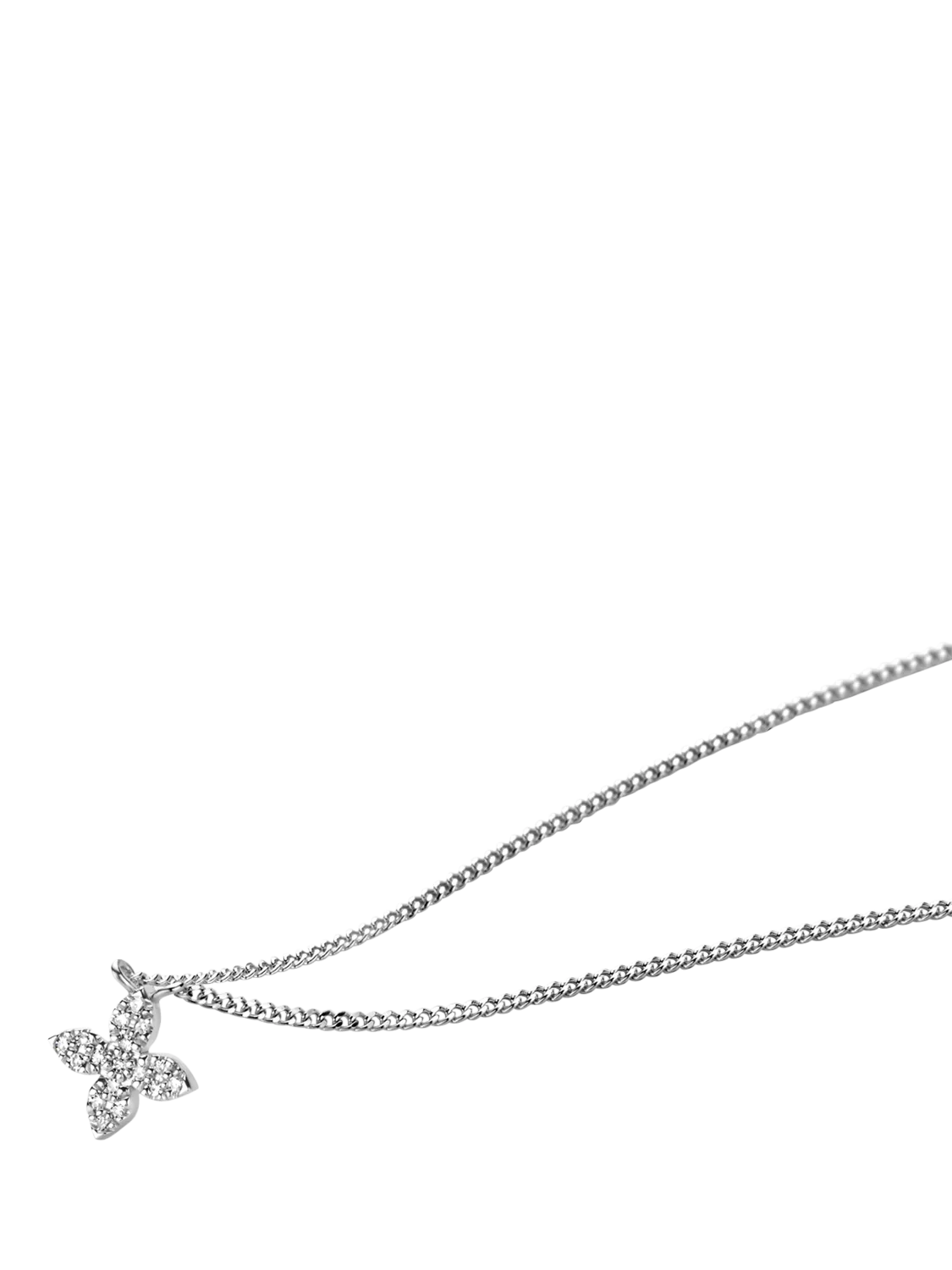 DPT Antwerp floral diamond pendant necklace in silver, UK version