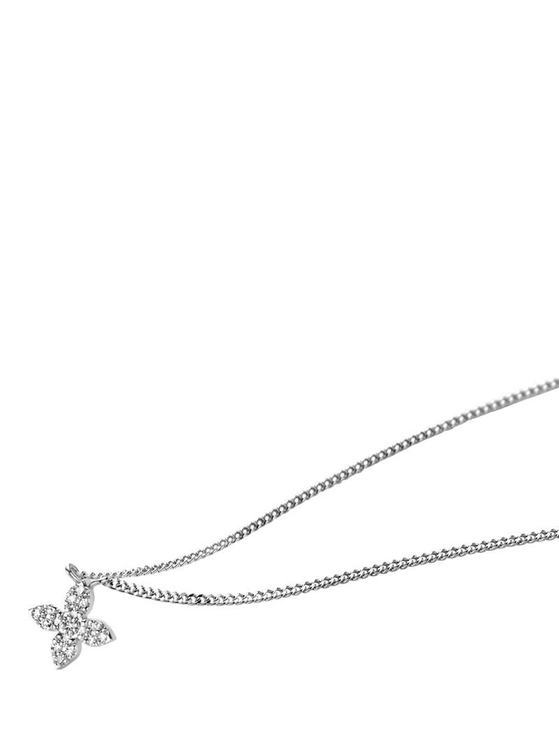 DPT Antwerp floral diamond pendant necklace in silver, UK version