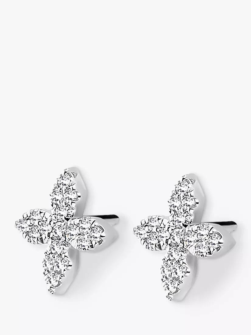 DPT Antwerp floral diamond stud earrings 0.8cm - British product