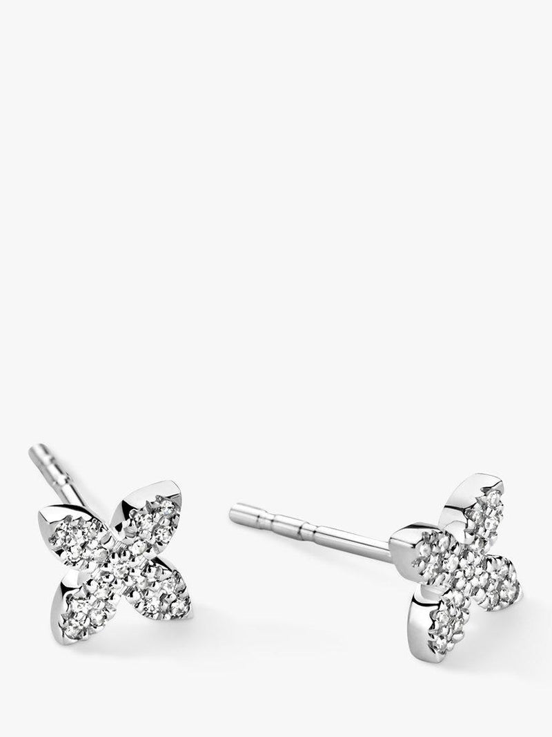 DPT Antwerp floral diamond stud earrings 0.8cm - British product
