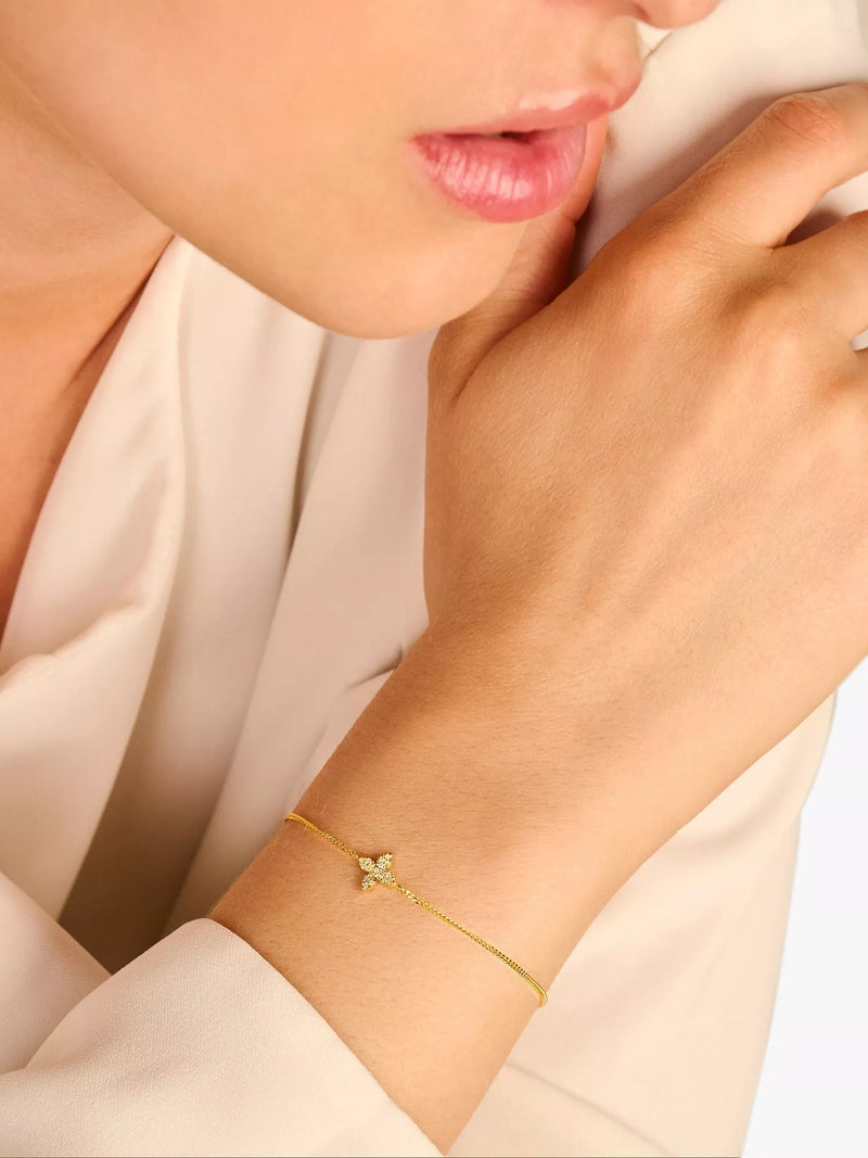 DPT Antwerp floral diamond bracelet in silver, imported from the UK