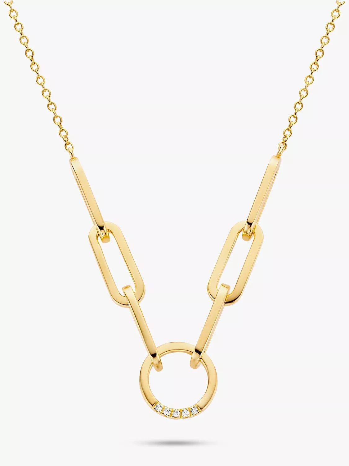DPT Antwerp gold diamond link necklace 0.02ct, imported from the UK