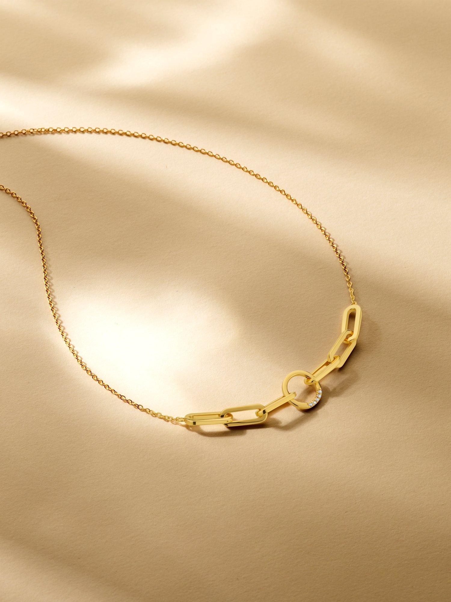 DPT Antwerp gold diamond link necklace 0.02ct, imported from the UK
