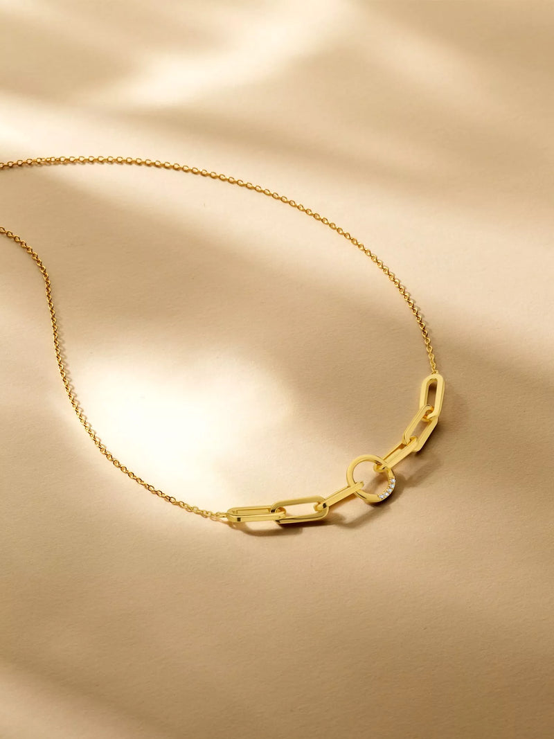DPT Antwerp gold diamond link necklace 0.02ct, imported from the UK