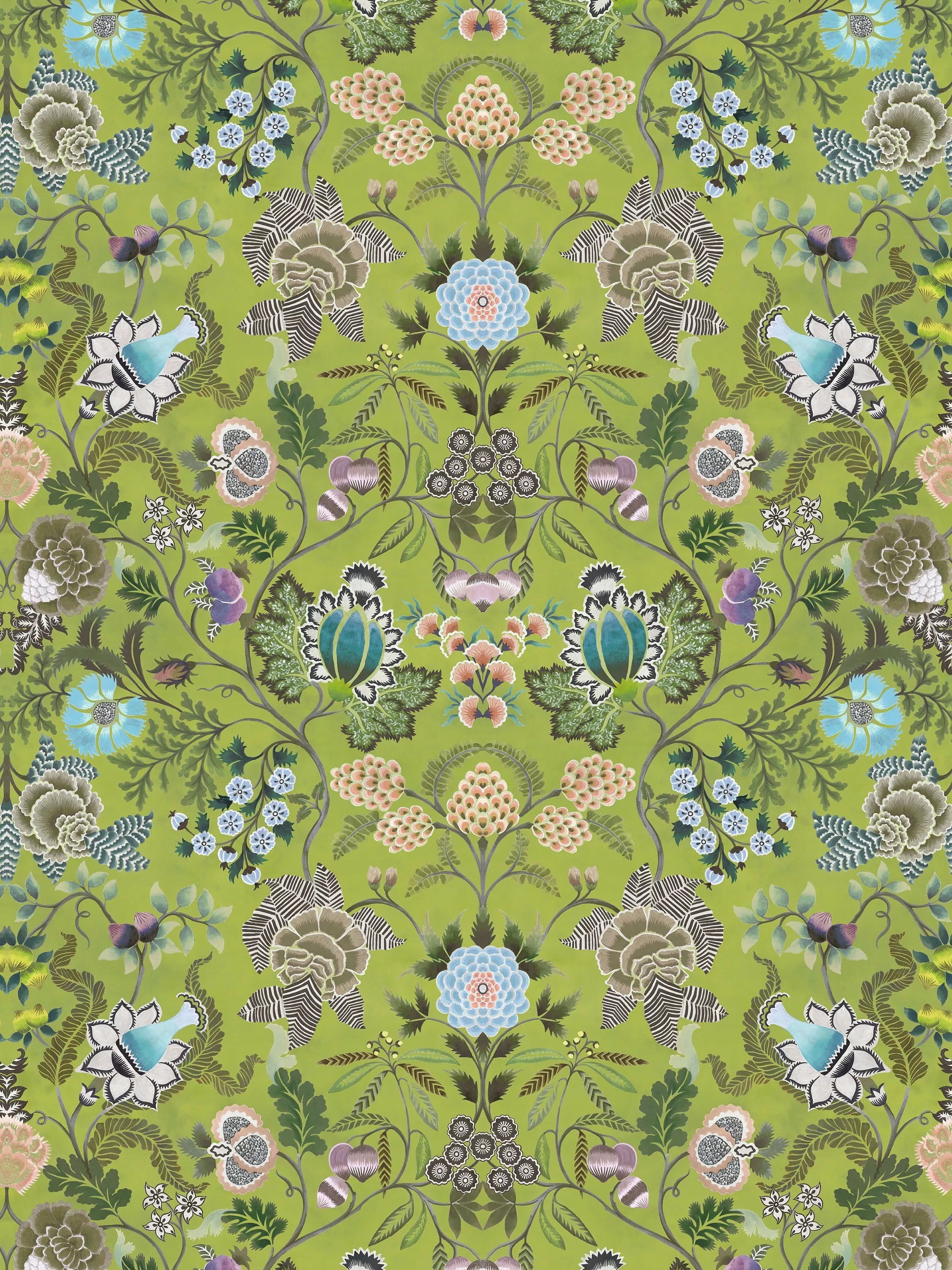 Designers Guild Brocart Decoratif printed floral linen fabric, UK version