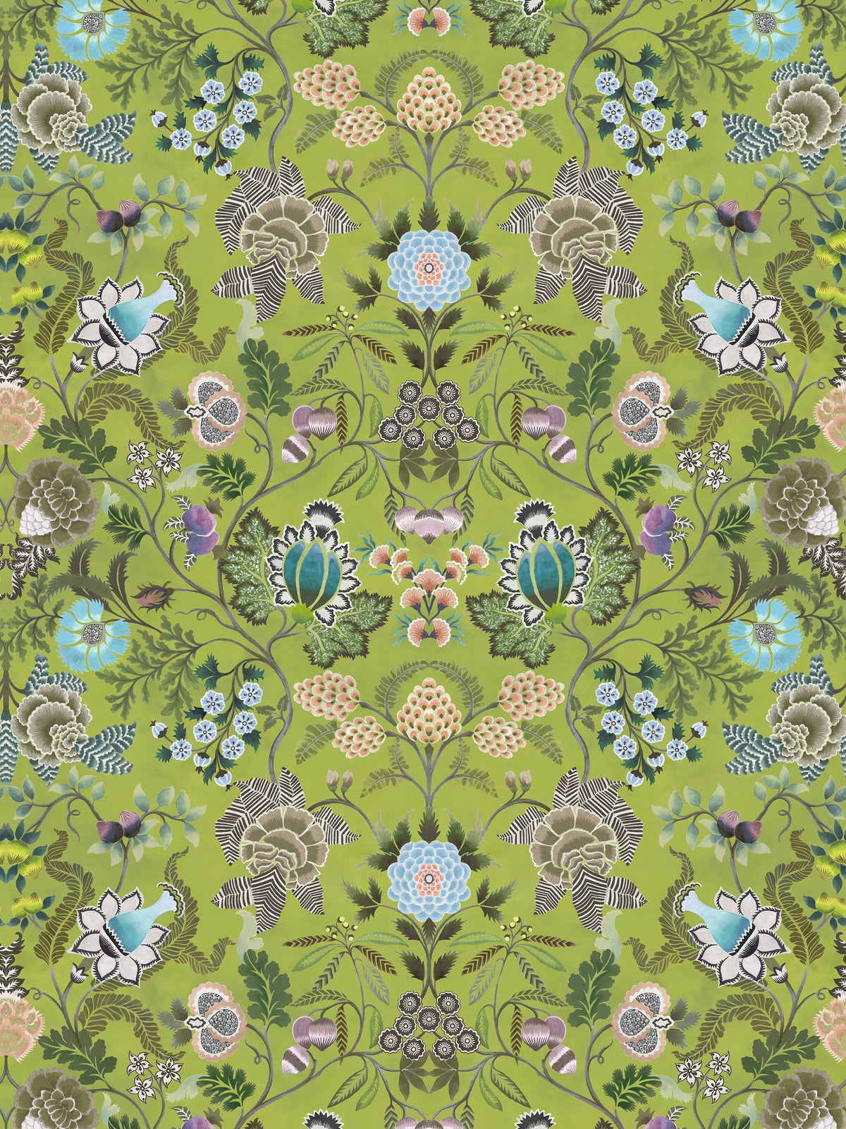 Designers Guild Brocart Decoratif printed floral linen fabric, UK version