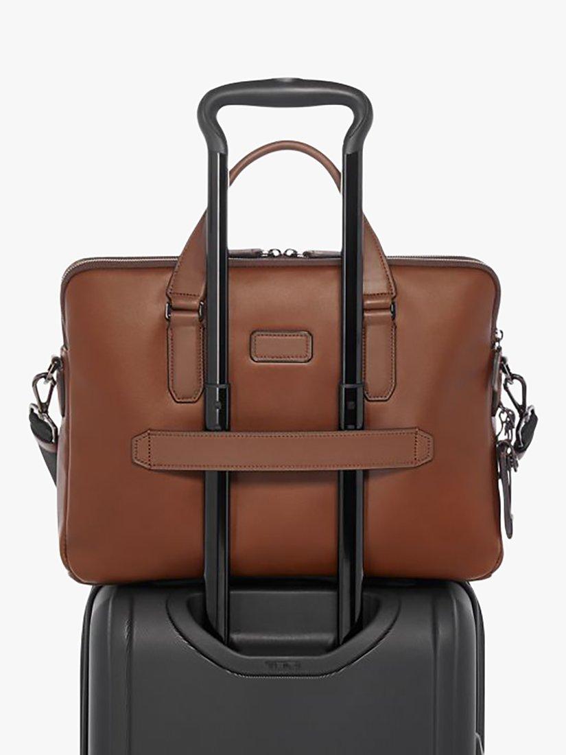TUMI Sycamore leather briefcase cognac slim, imported from the UK