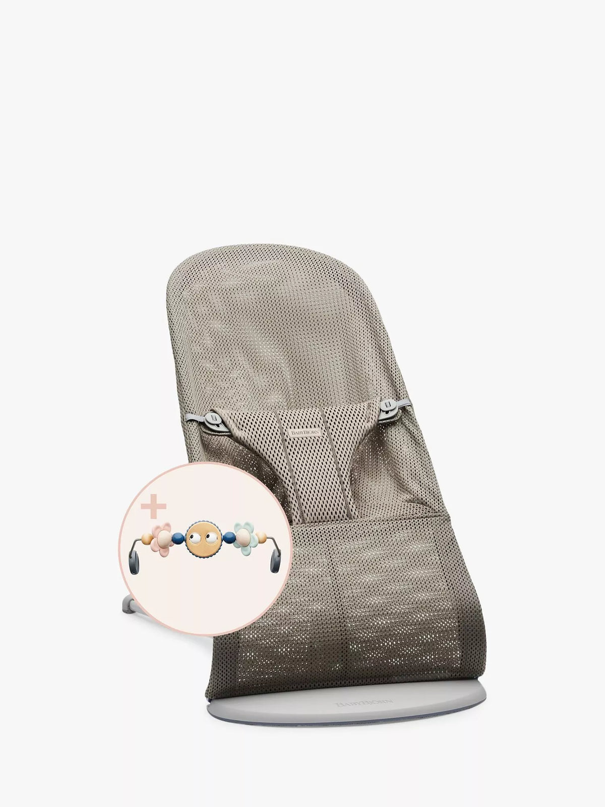 BabyBjörn Bliss baby bouncer pastel with googly eyes toy, UK version