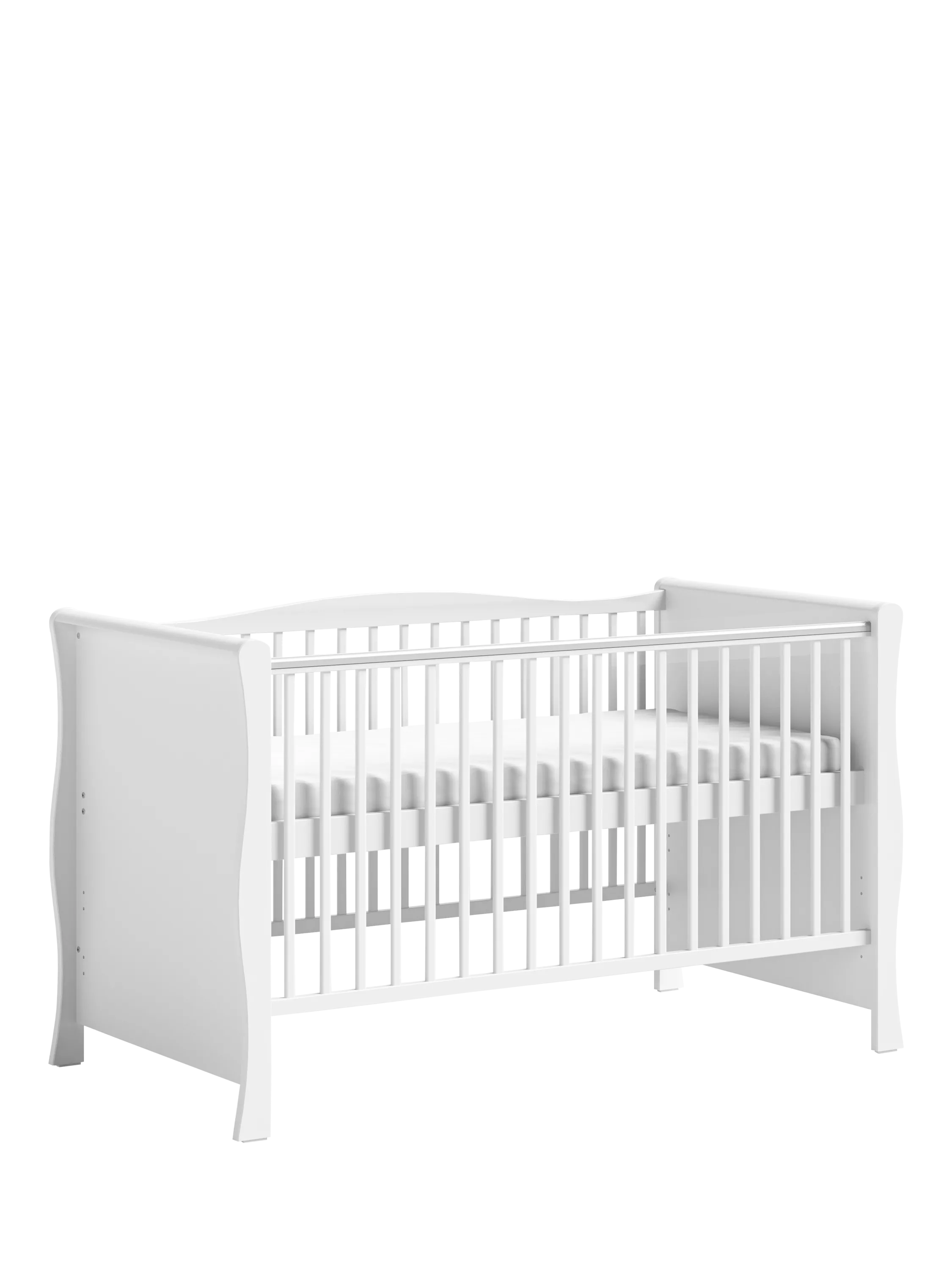 Little Acorns Traditional Sleigh Cot White, UK version