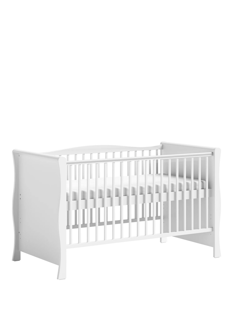 Little Acorns Traditional Sleigh Cot White, UK version