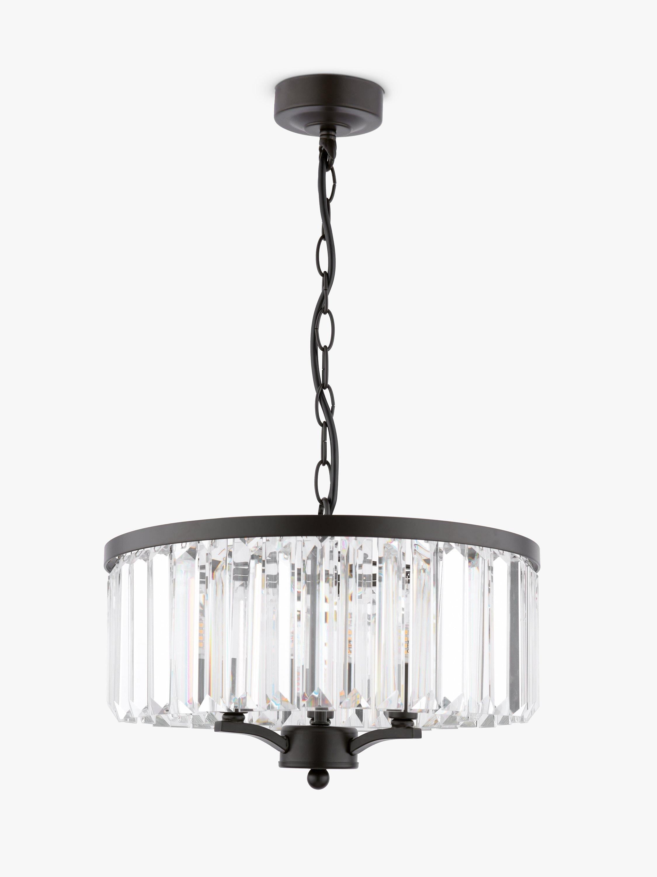 Laura Ashley soft black three-arm chandelier (British brand)