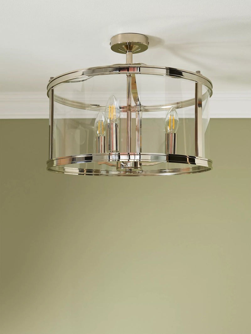 Laura Ashley polished nickel semi flush ceiling light (British brand)