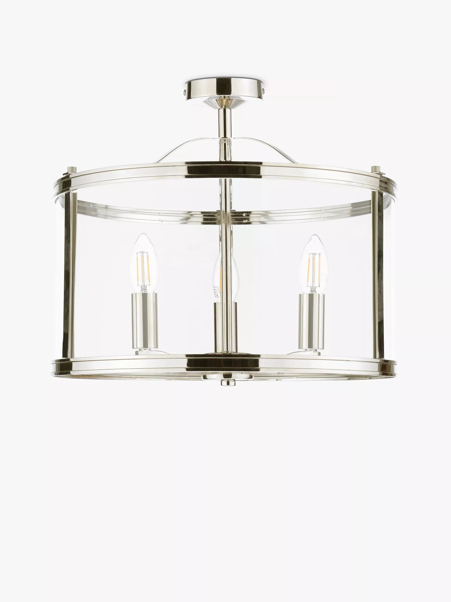 Laura Ashley polished nickel semi flush ceiling light (British brand)
