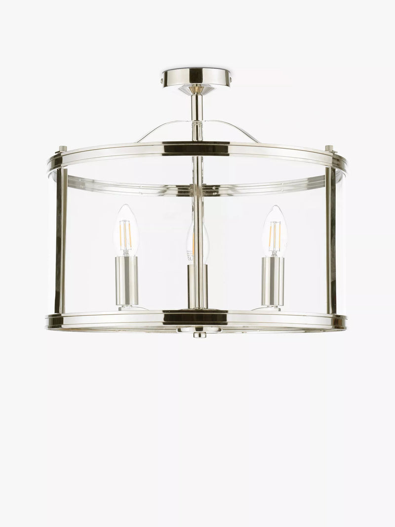 Laura Ashley polished nickel semi flush ceiling light (British brand)