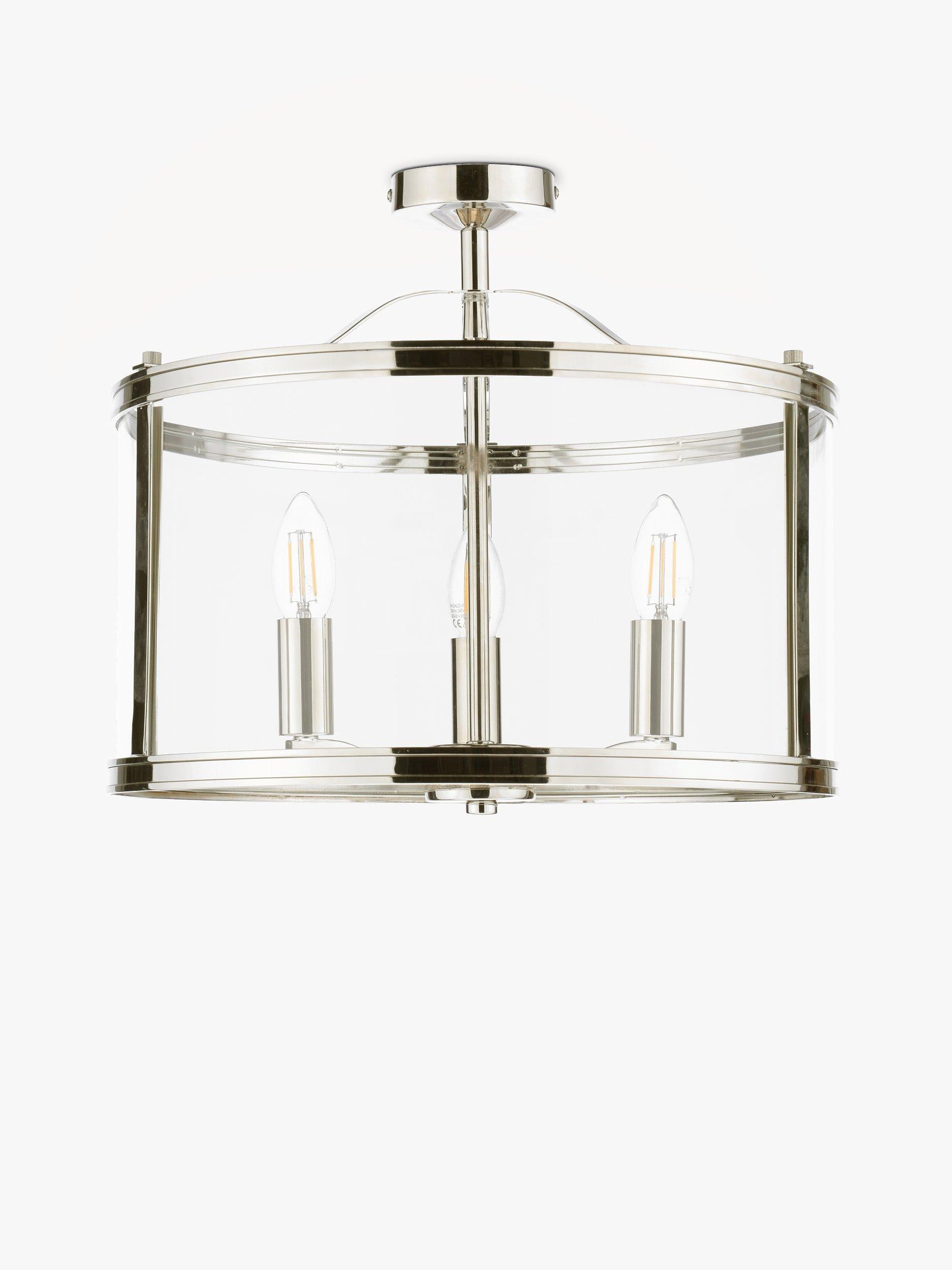 Laura Ashley polished nickel semi flush ceiling light (British brand)