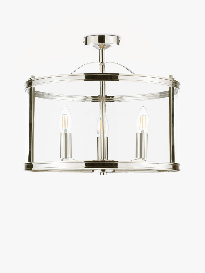 Laura Ashley polished nickel semi flush ceiling light (British brand)