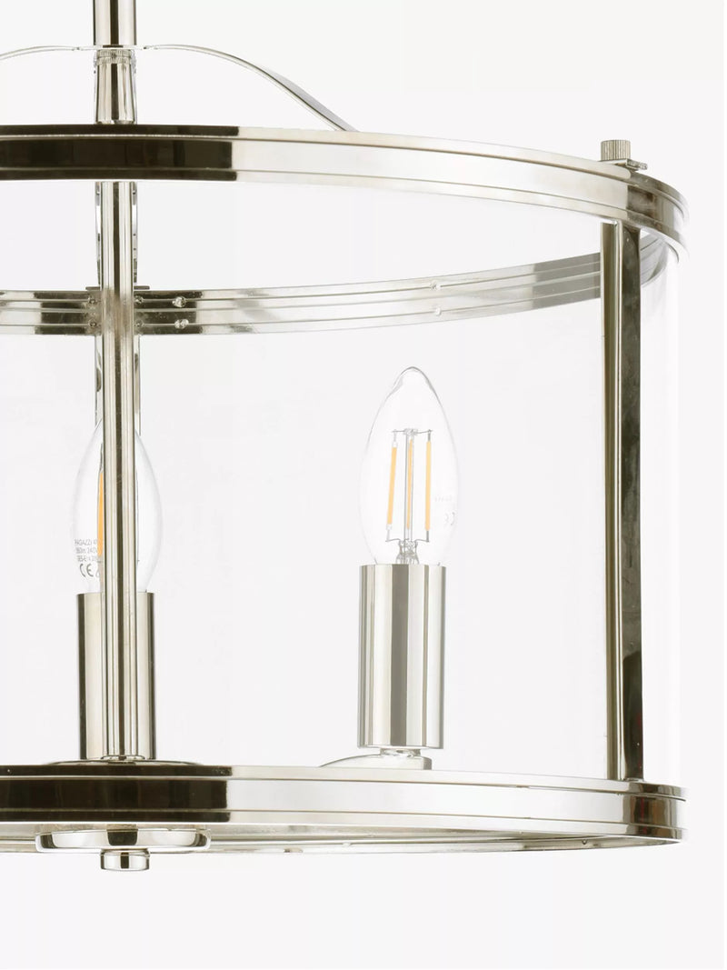 Laura Ashley polished nickel semi flush ceiling light (British brand)