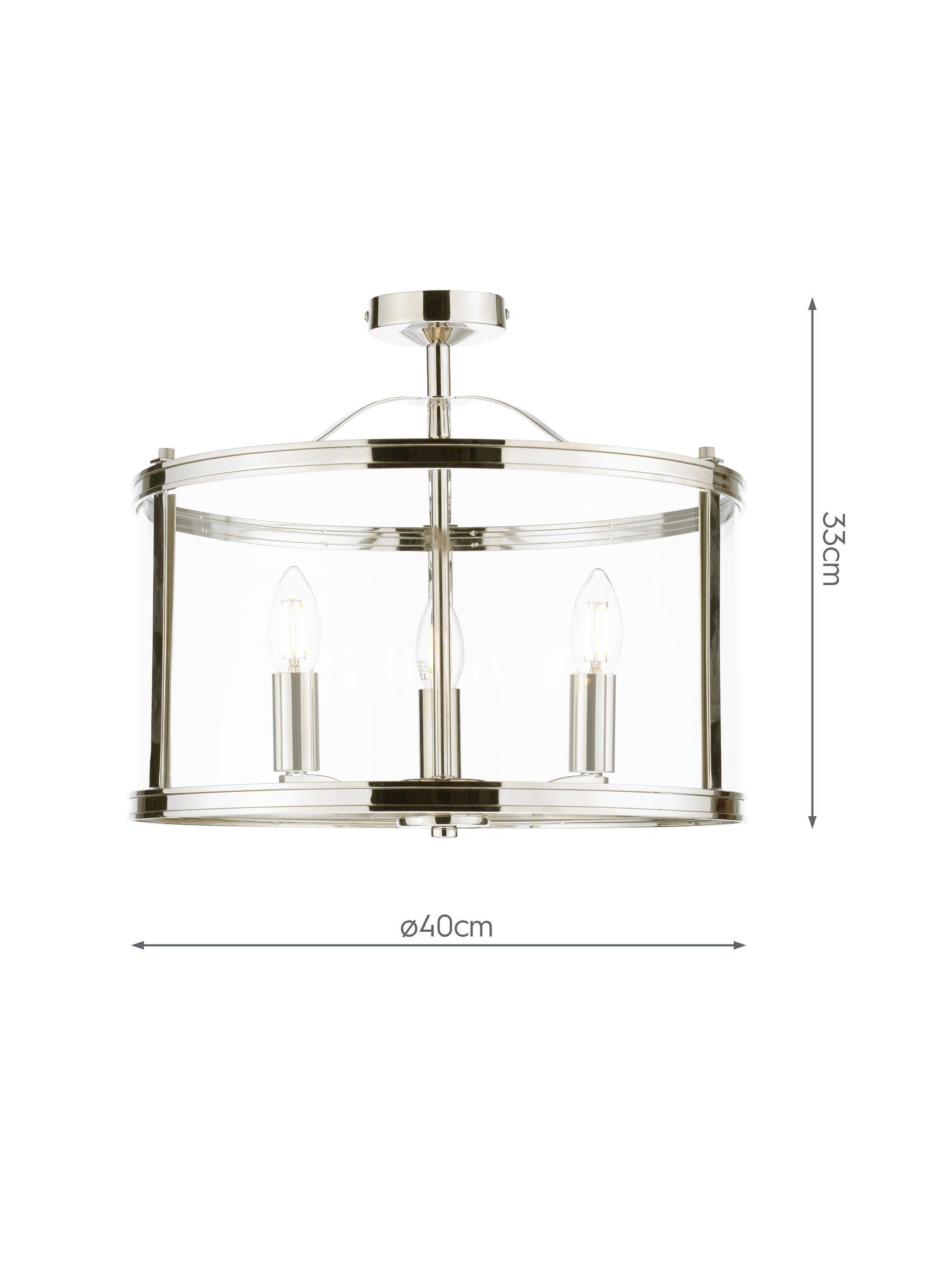 Laura Ashley polished nickel semi flush ceiling light (British brand)