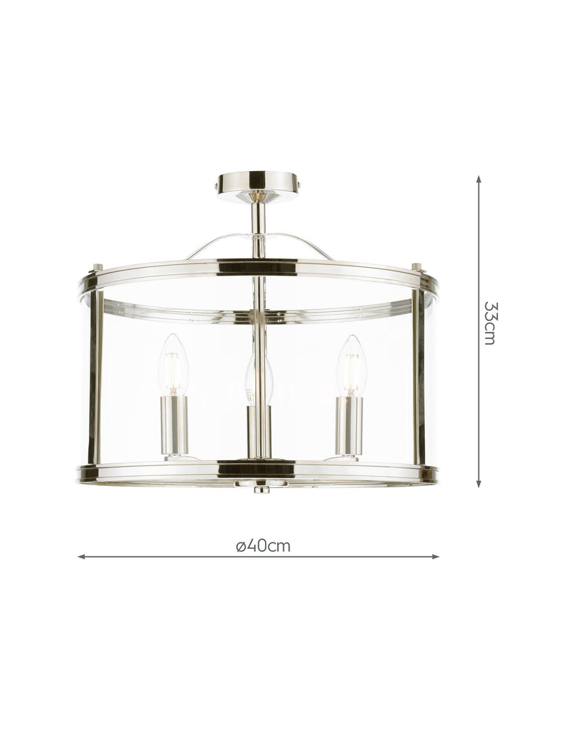 Laura Ashley polished nickel semi flush ceiling light (British brand)