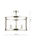 Laura Ashley polished nickel semi flush ceiling light (British brand)