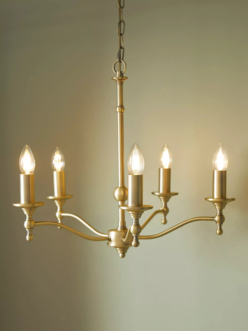 Laura Ashley 5-arm chandelier matt antique brass - UK version