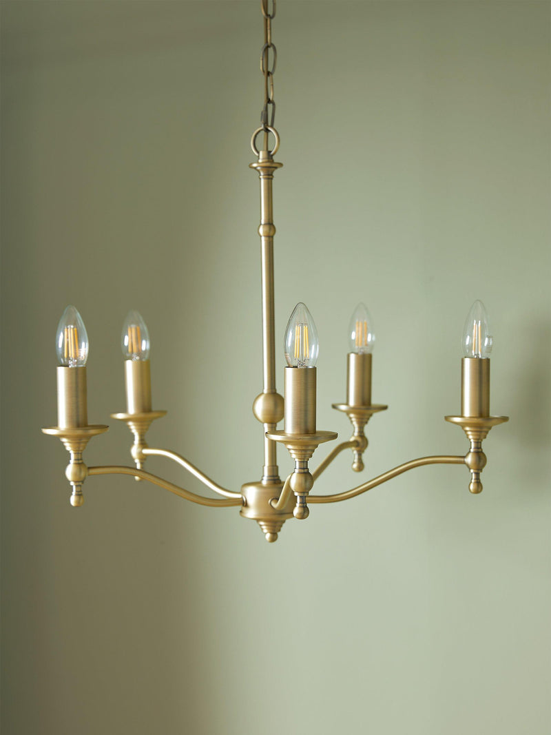 Laura Ashley 5-arm chandelier matt antique brass - UK version