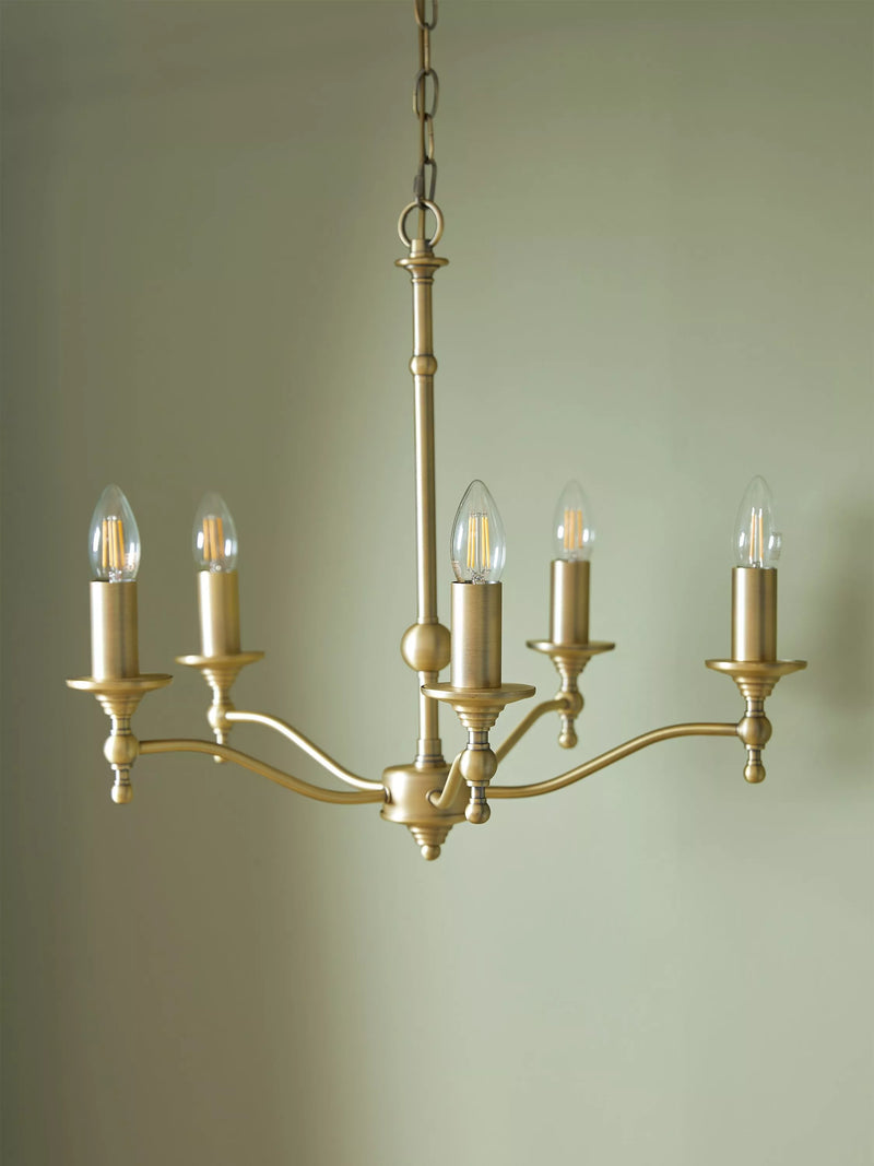 Laura Ashley 5-arm chandelier matt antique brass - UK version