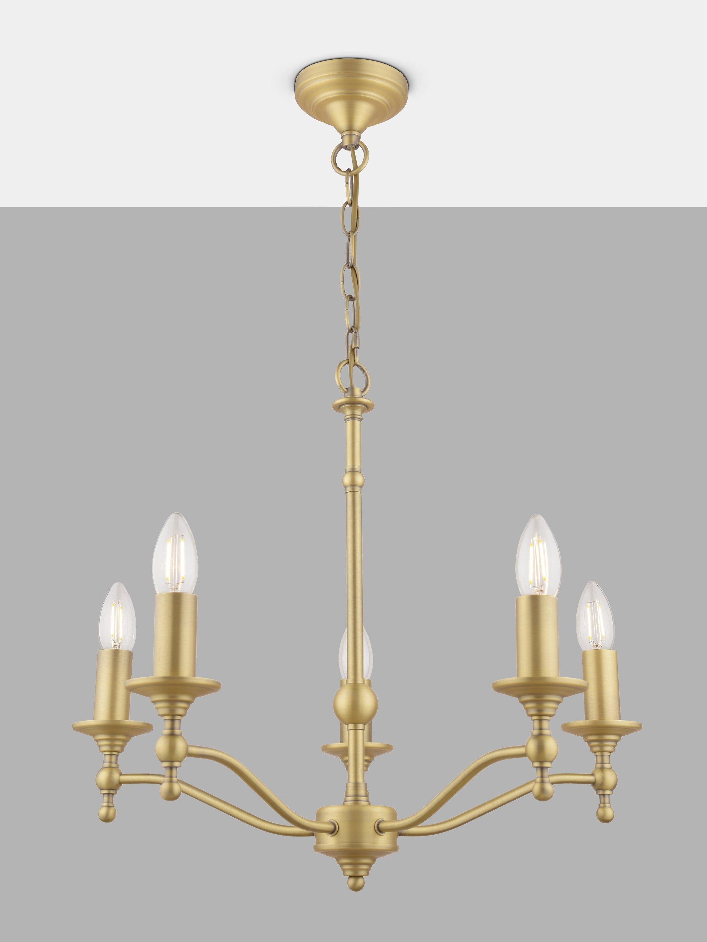 Laura Ashley 5-arm chandelier matt antique brass - UK version