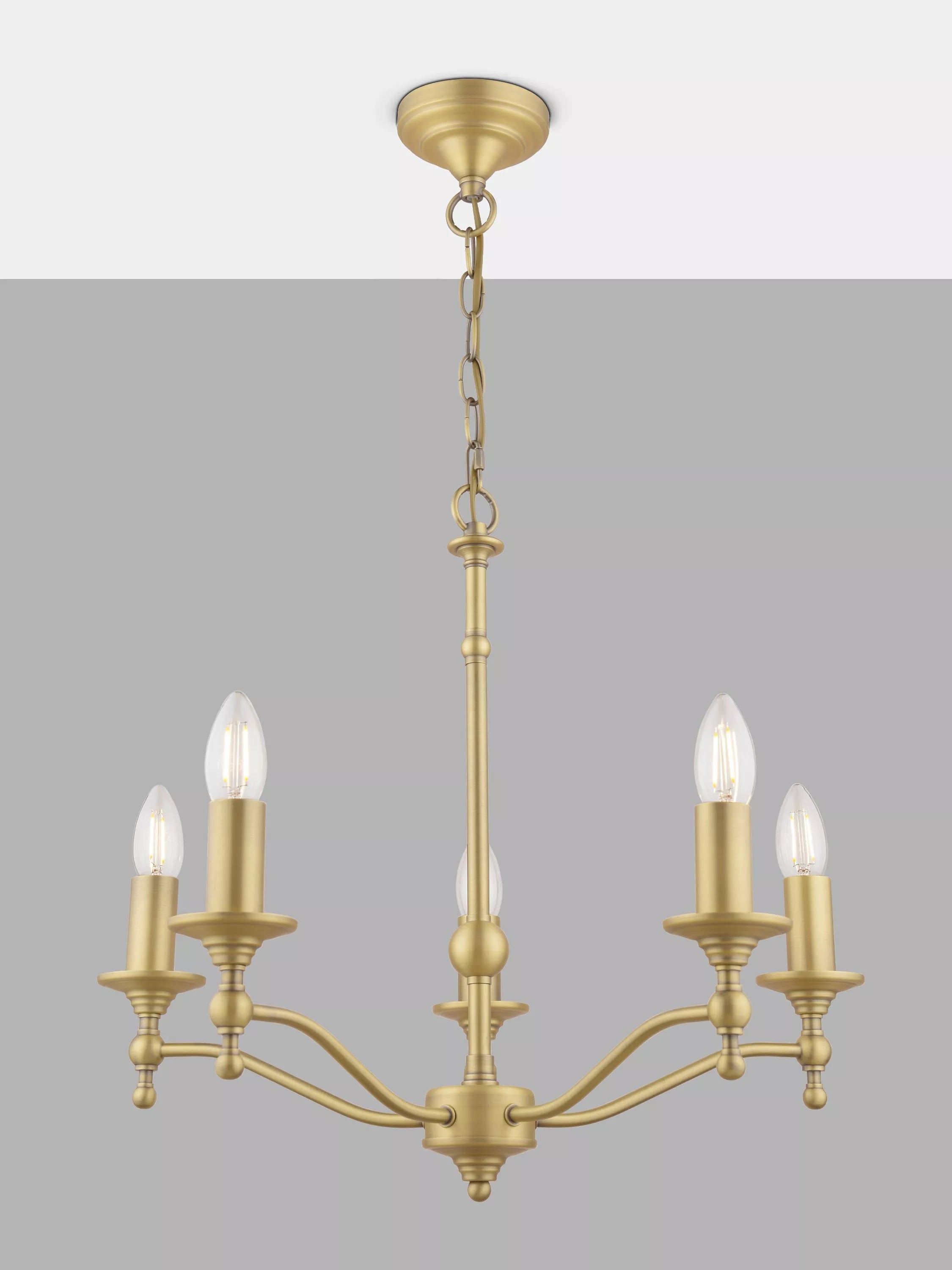 Laura Ashley 5-arm chandelier matt antique brass - UK version