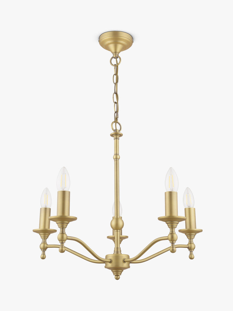 Laura Ashley 5-arm chandelier matt antique brass - UK version