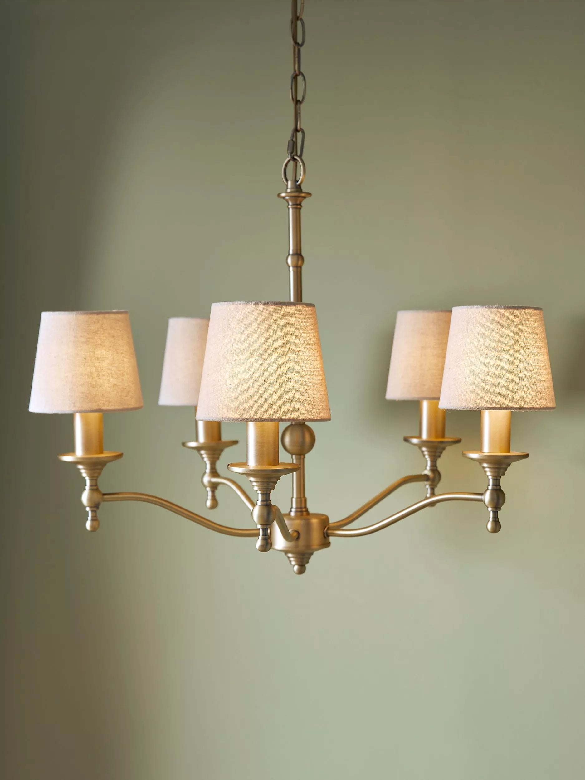 Laura Ashley 5-arm chandelier matt antique brass - UK version
