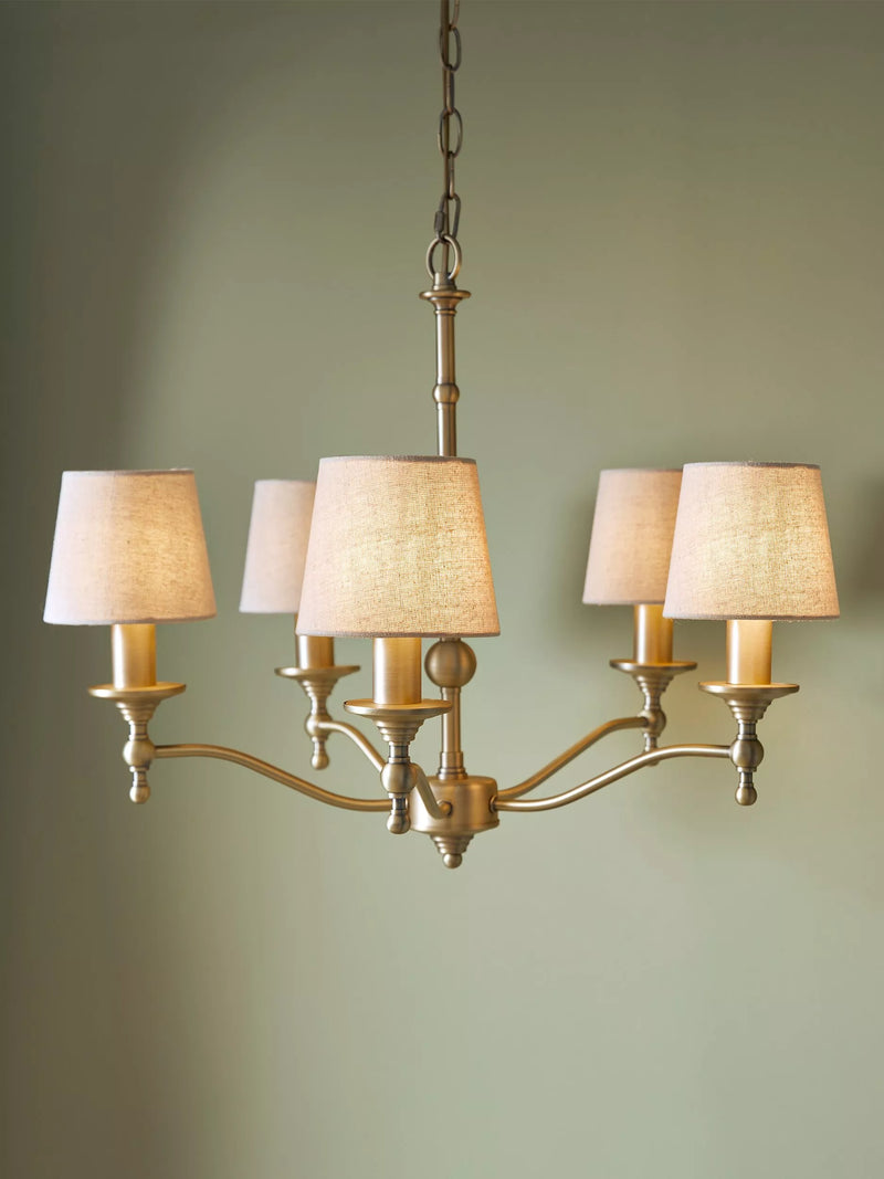 Laura Ashley 5-arm chandelier matt antique brass - UK version