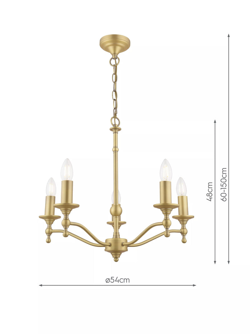Laura Ashley 5-arm chandelier matt antique brass - UK version
