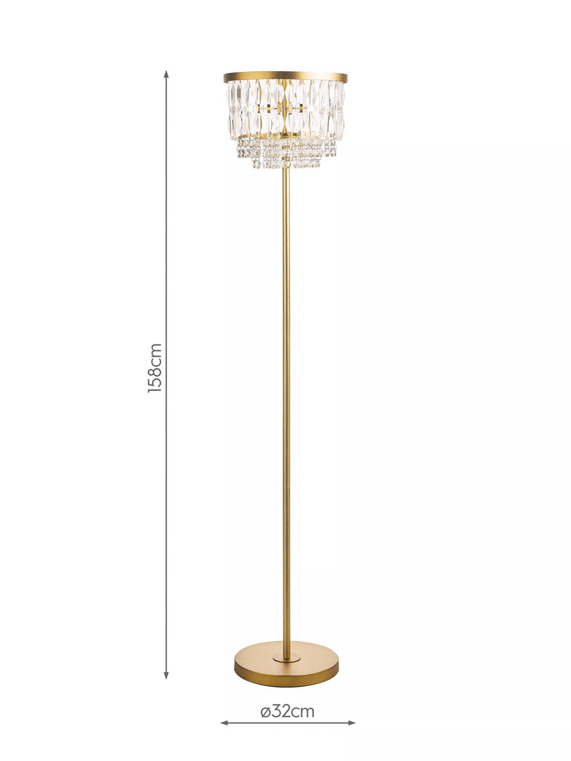 Laura Ashley Rhosill floor lamp matt antique brass 158cm, imported from the UK
