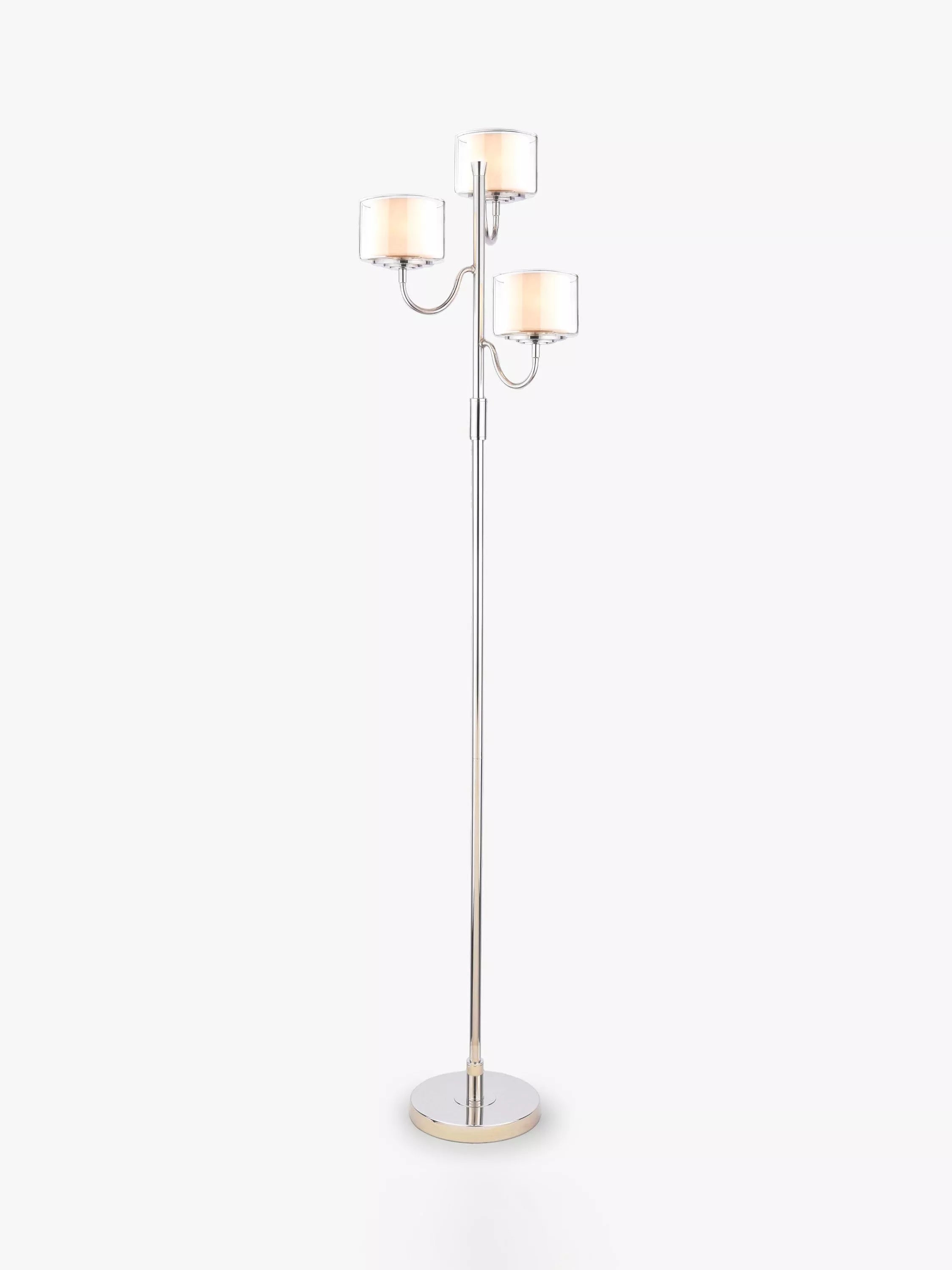 Laura Ashley Southwell three-arm floor lamp in satin nickel - British product