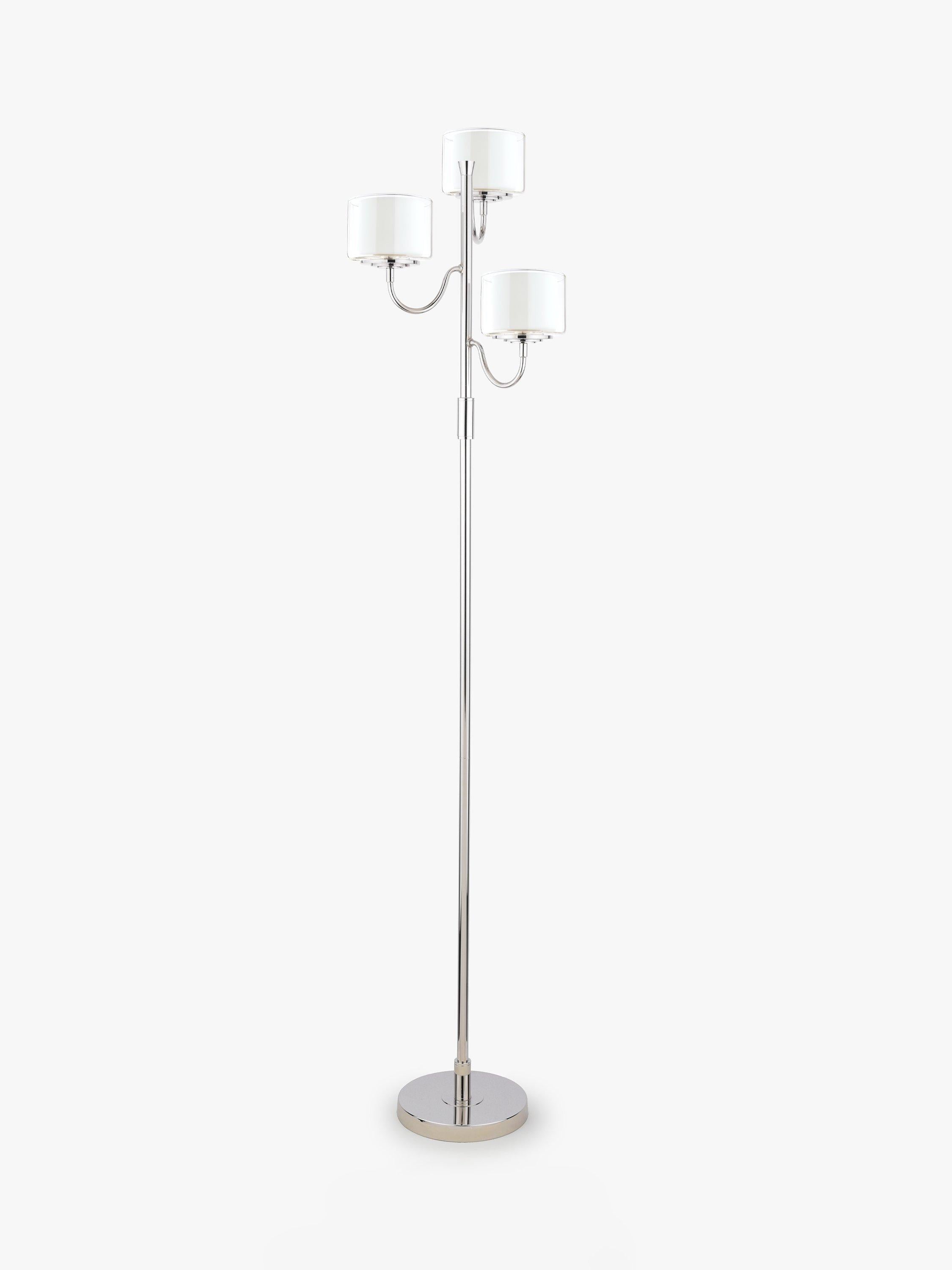 Laura Ashley Southwell three-arm floor lamp in satin nickel - British product