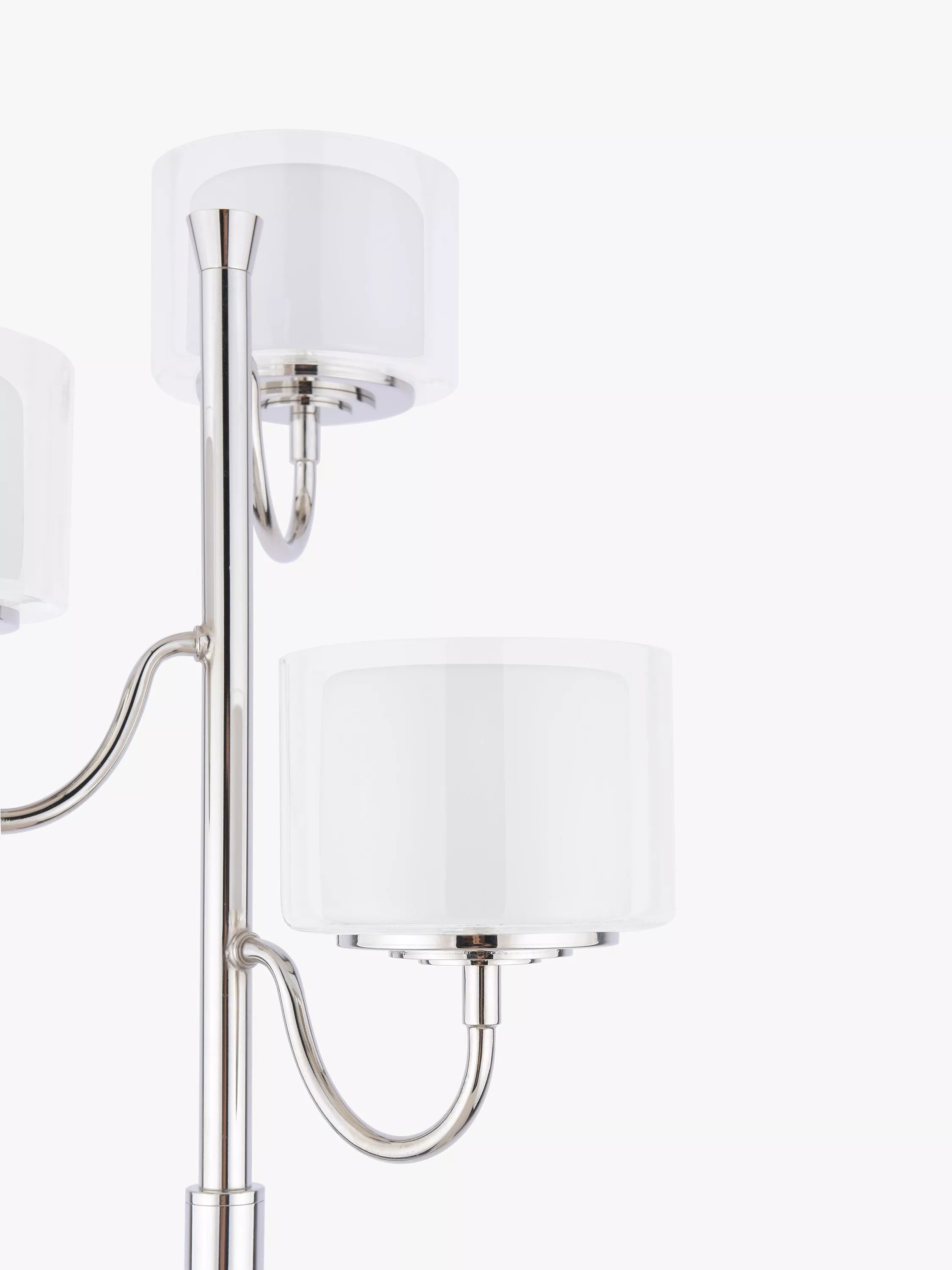 Laura Ashley Southwell three-arm floor lamp in satin nickel - British product