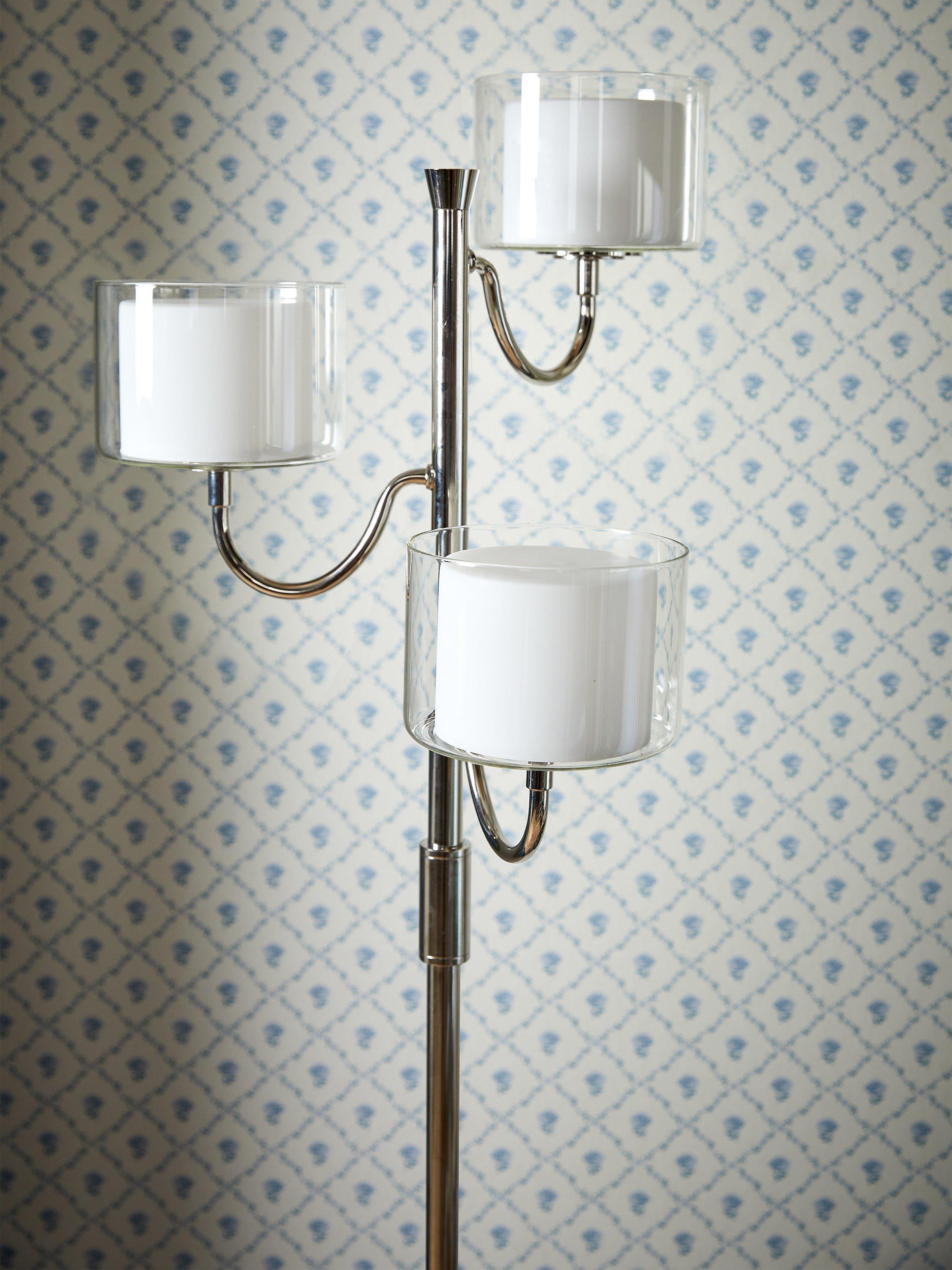 Laura Ashley Southwell three-arm floor lamp in satin nickel - British product