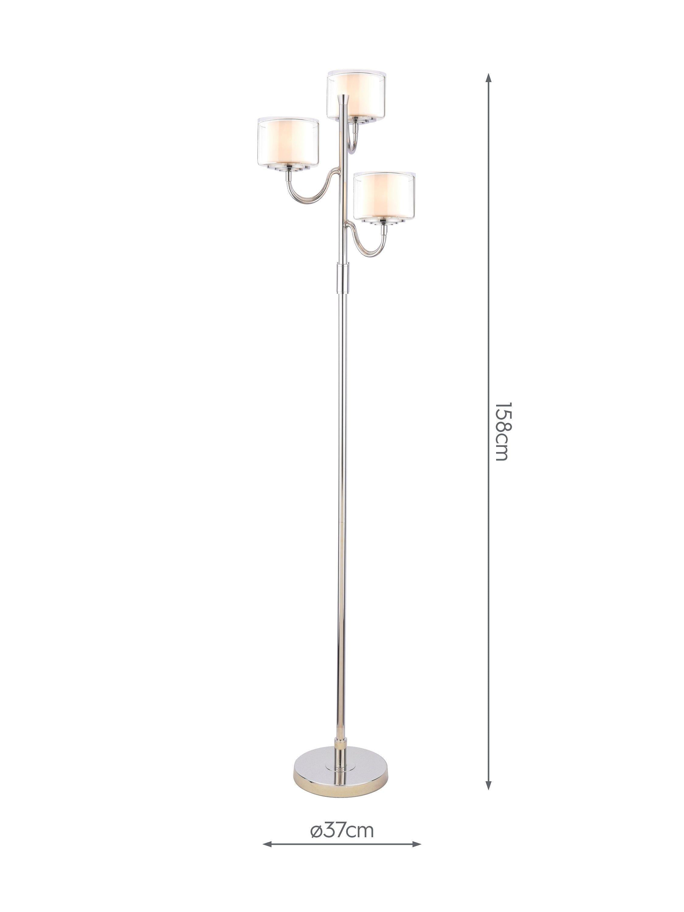 Laura Ashley Southwell three-arm floor lamp in satin nickel - British product