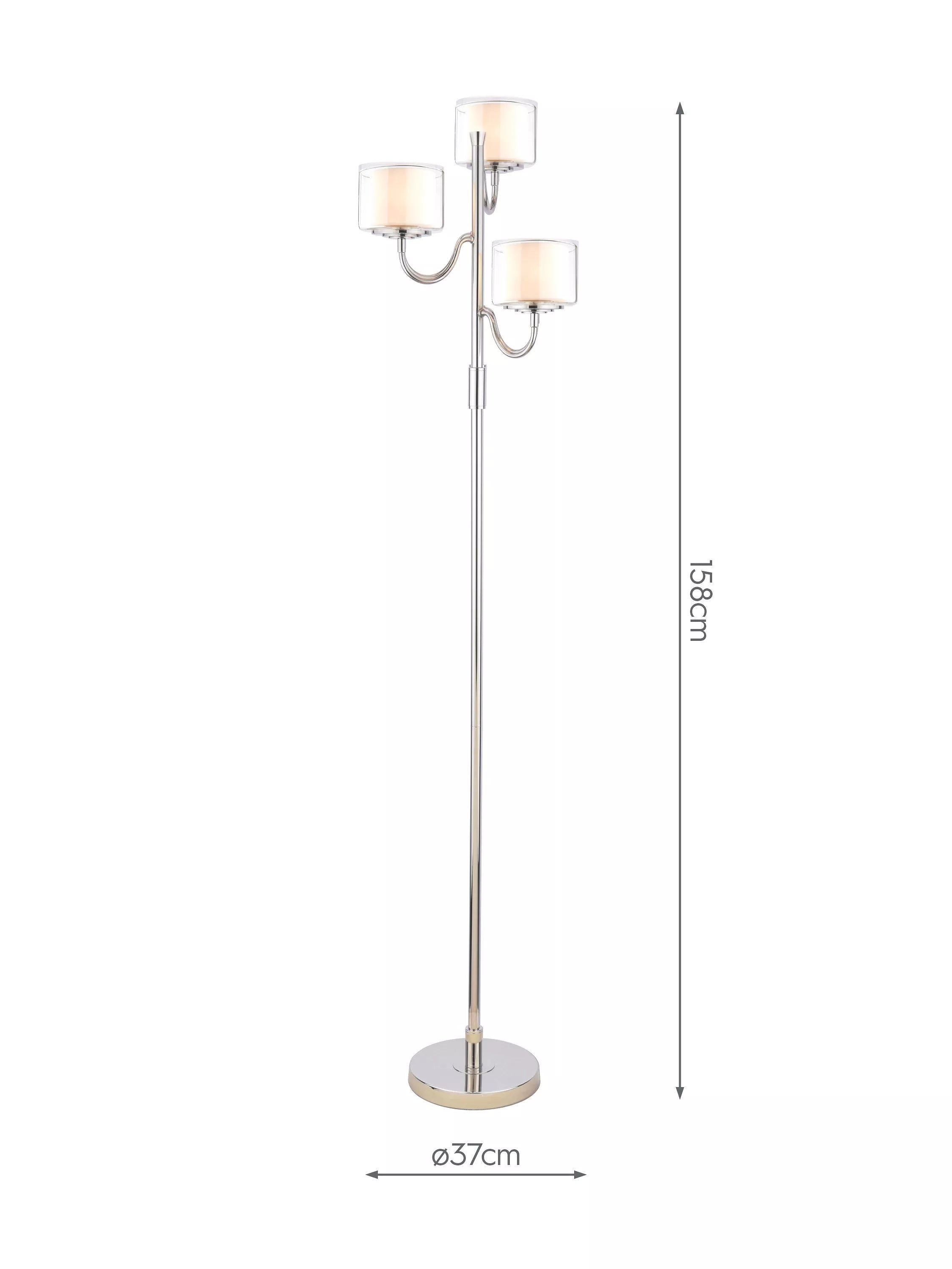 Laura Ashley Southwell three-arm floor lamp in satin nickel - British product