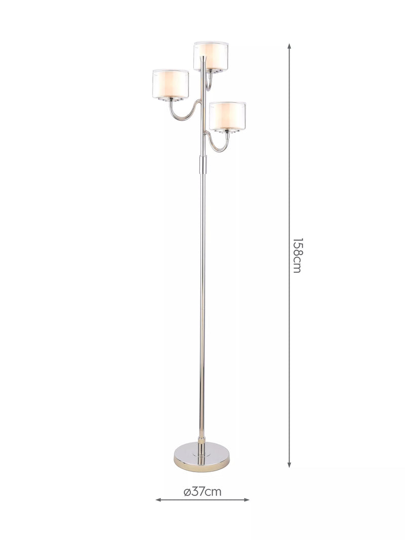 Laura Ashley Southwell three-arm floor lamp in satin nickel - British product