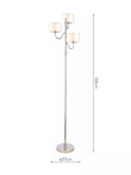 Laura Ashley Southwell three-arm floor lamp in satin nickel - British product