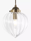 Laura Ashley Whitham fluted glass pendant light, antique brass - British product