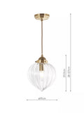 Laura Ashley Whitham fluted glass pendant light, antique brass - British product