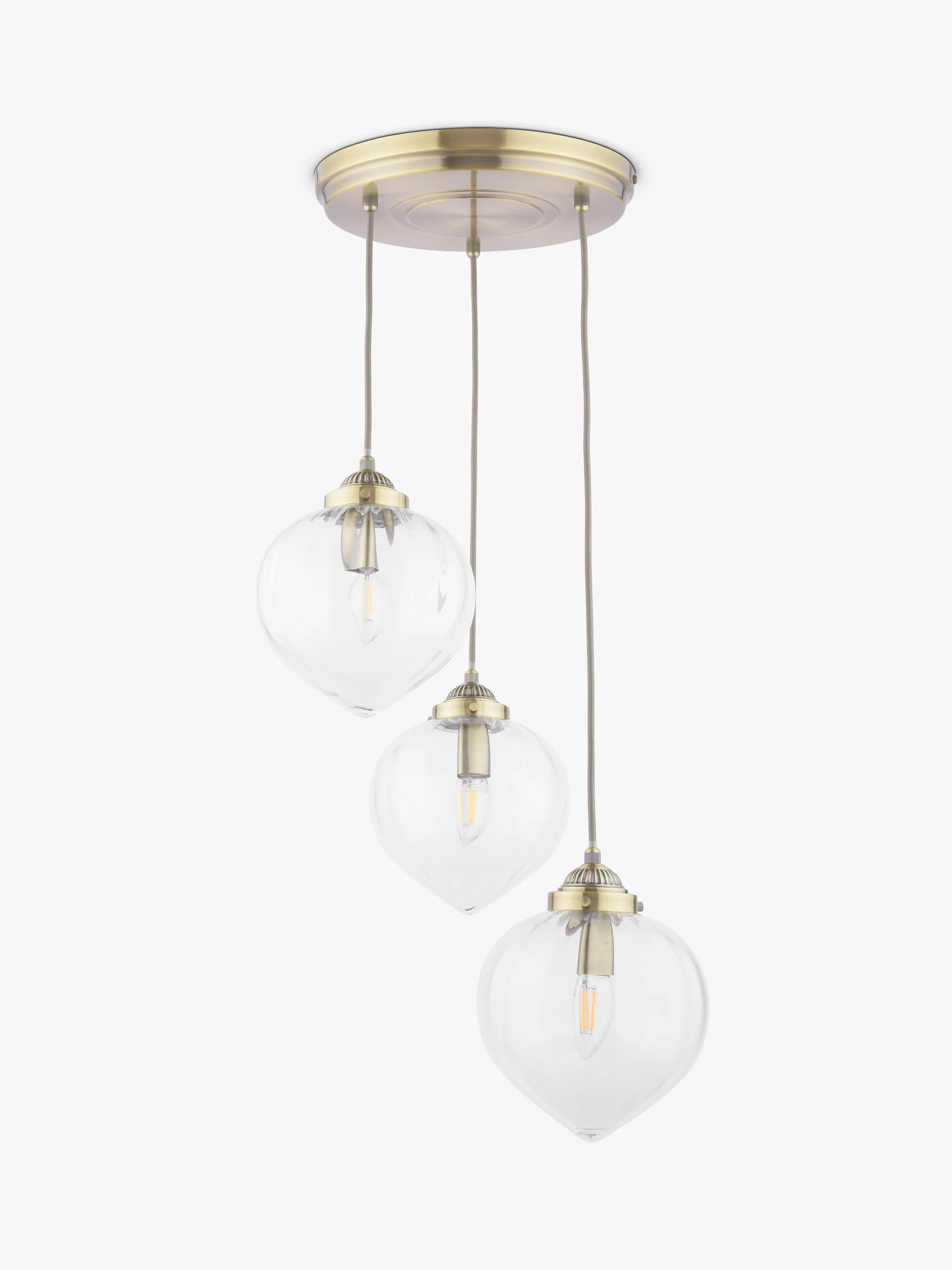 Laura Ashley Whitham 3-light cluster pendant light fluted glass, UK version