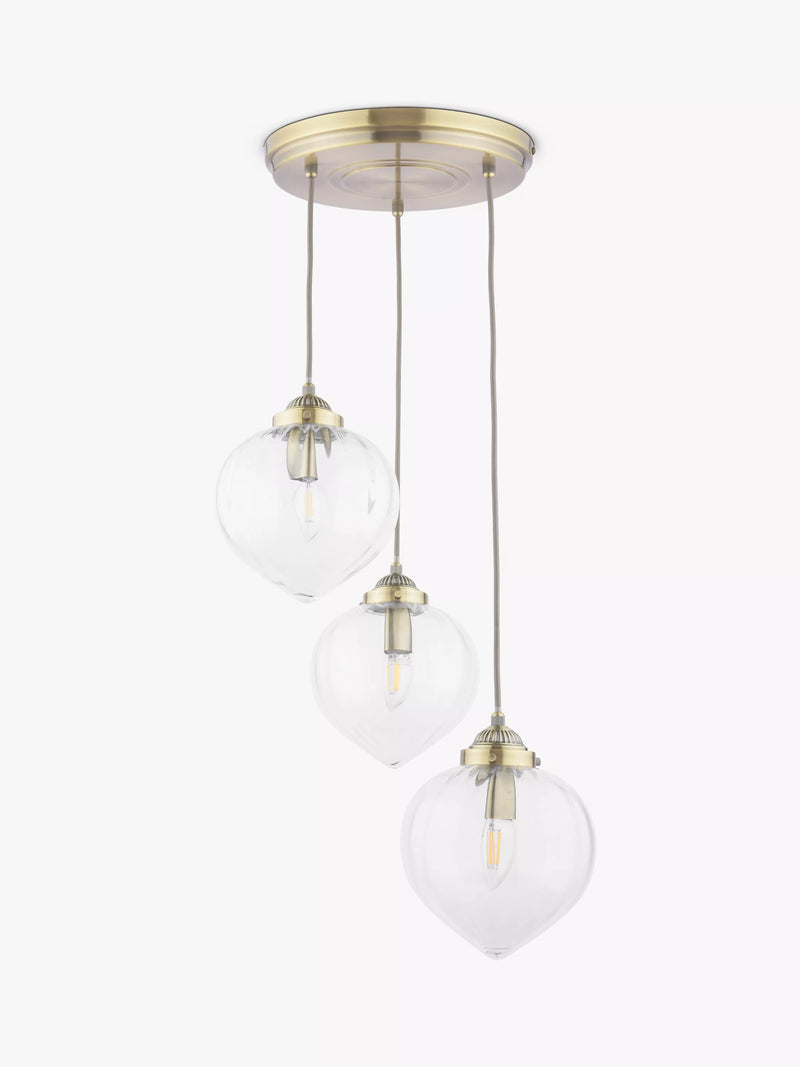 Laura Ashley Whitham 3-light cluster pendant light fluted glass, UK version