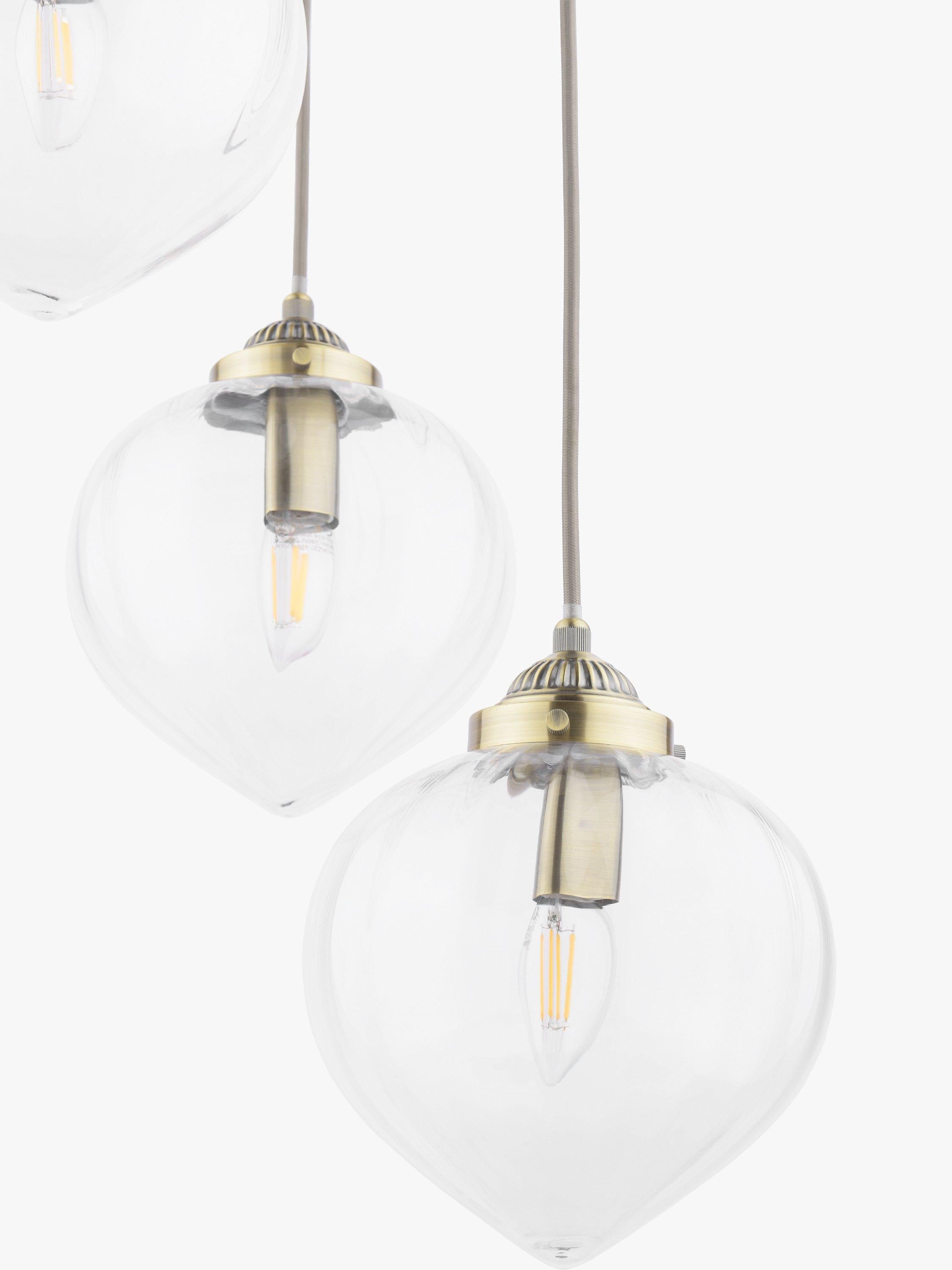 Laura Ashley Whitham 3-light cluster pendant light fluted glass, UK version