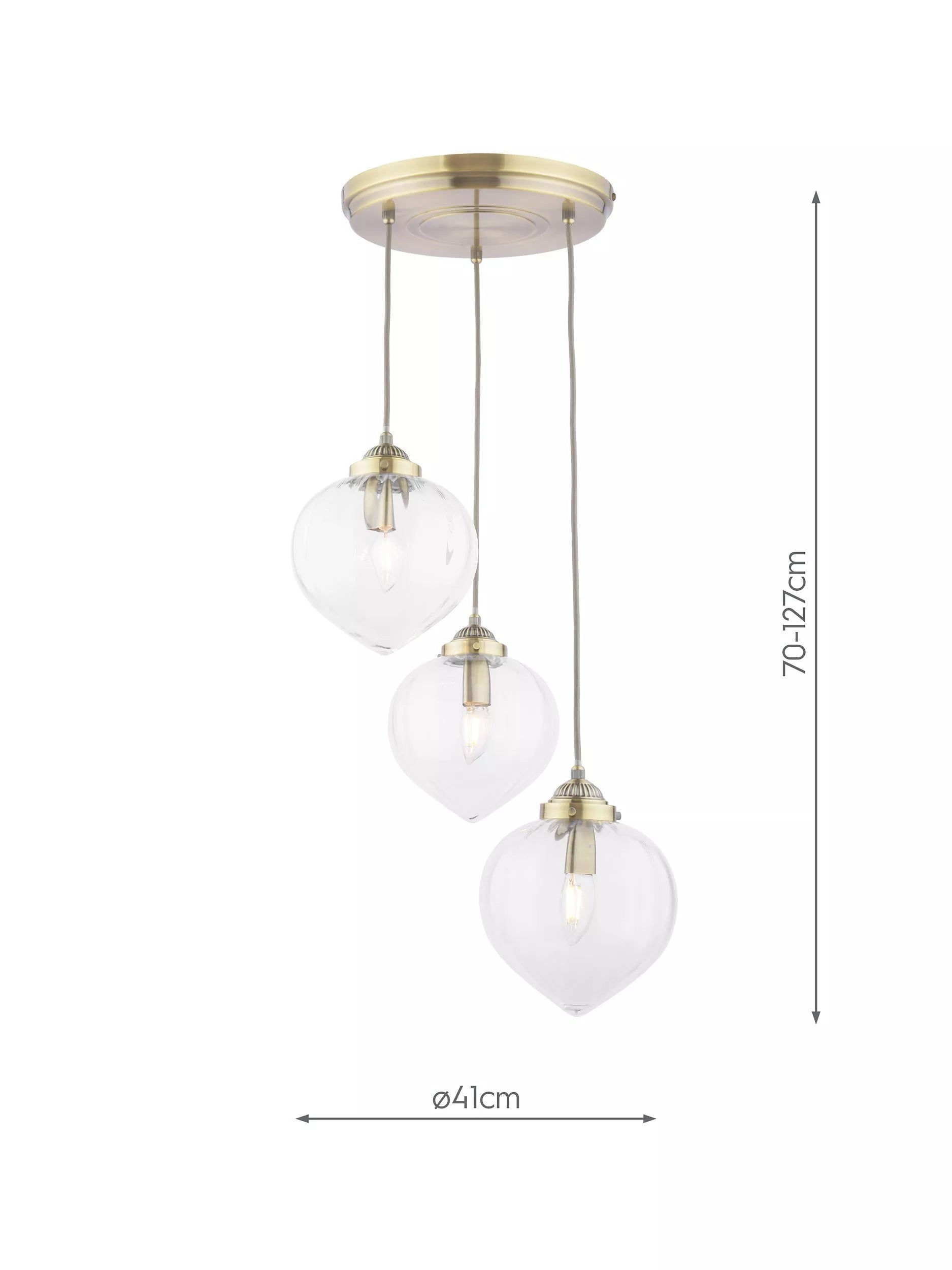 Laura Ashley Whitham 3-light cluster pendant light fluted glass, UK version