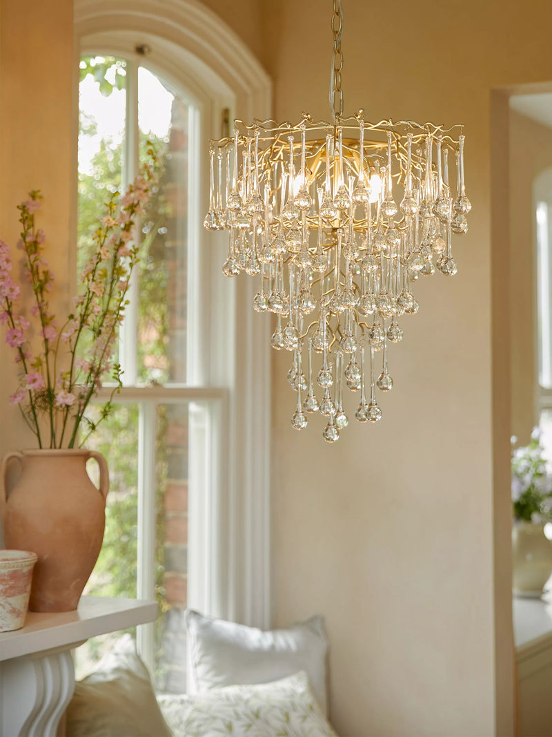 Laura Ashley Willow crystal chandelier champagne satin (British brand)