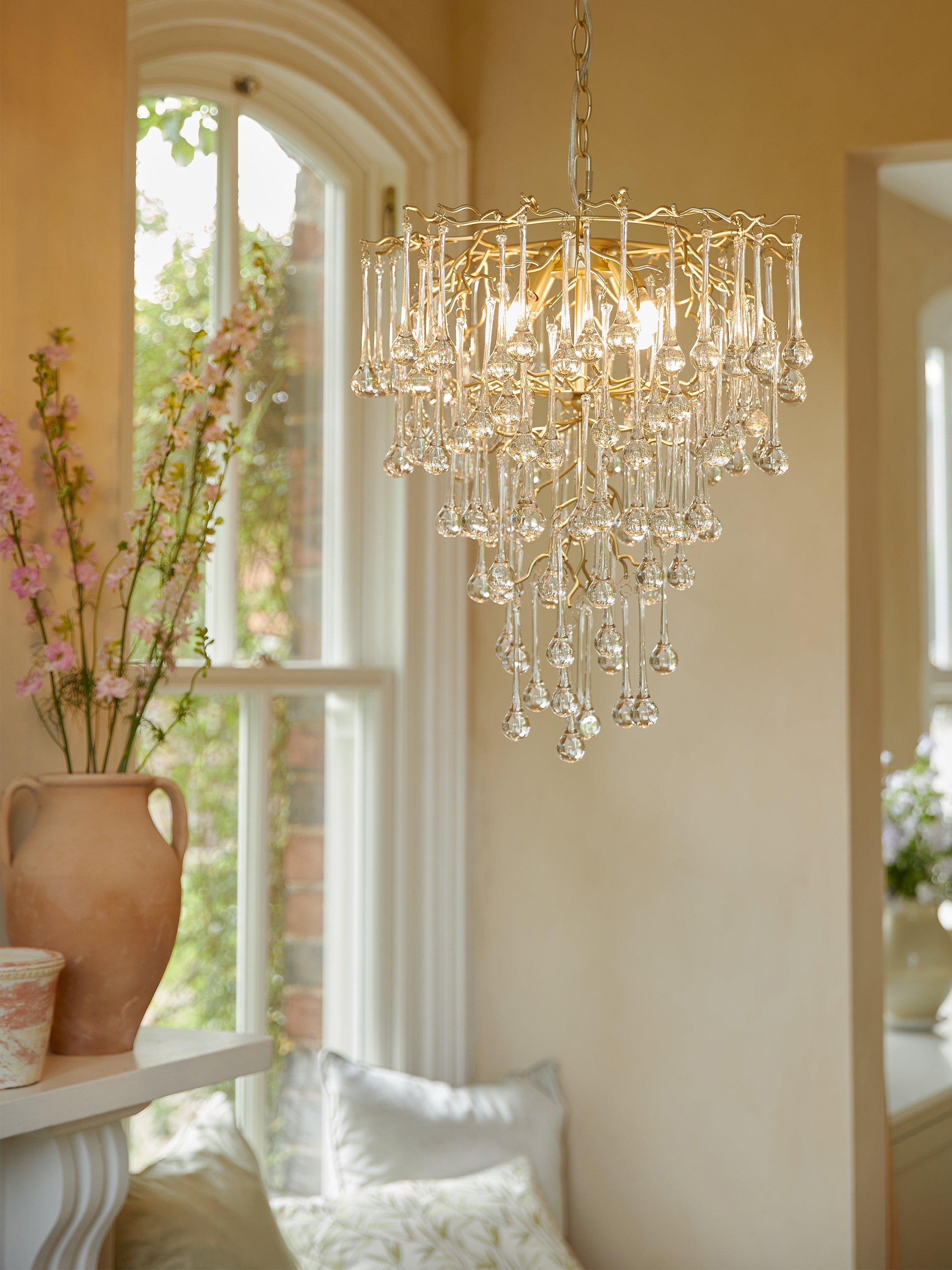 Laura Ashley Willow crystal chandelier champagne satin (British brand)